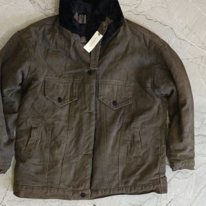 Men’s Light Grey BlackWinter Jacket with Warm Fur Lining