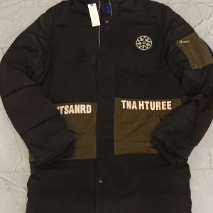 Black & Olive Colorblock Puffer Jacket – Trendy Winter Wear