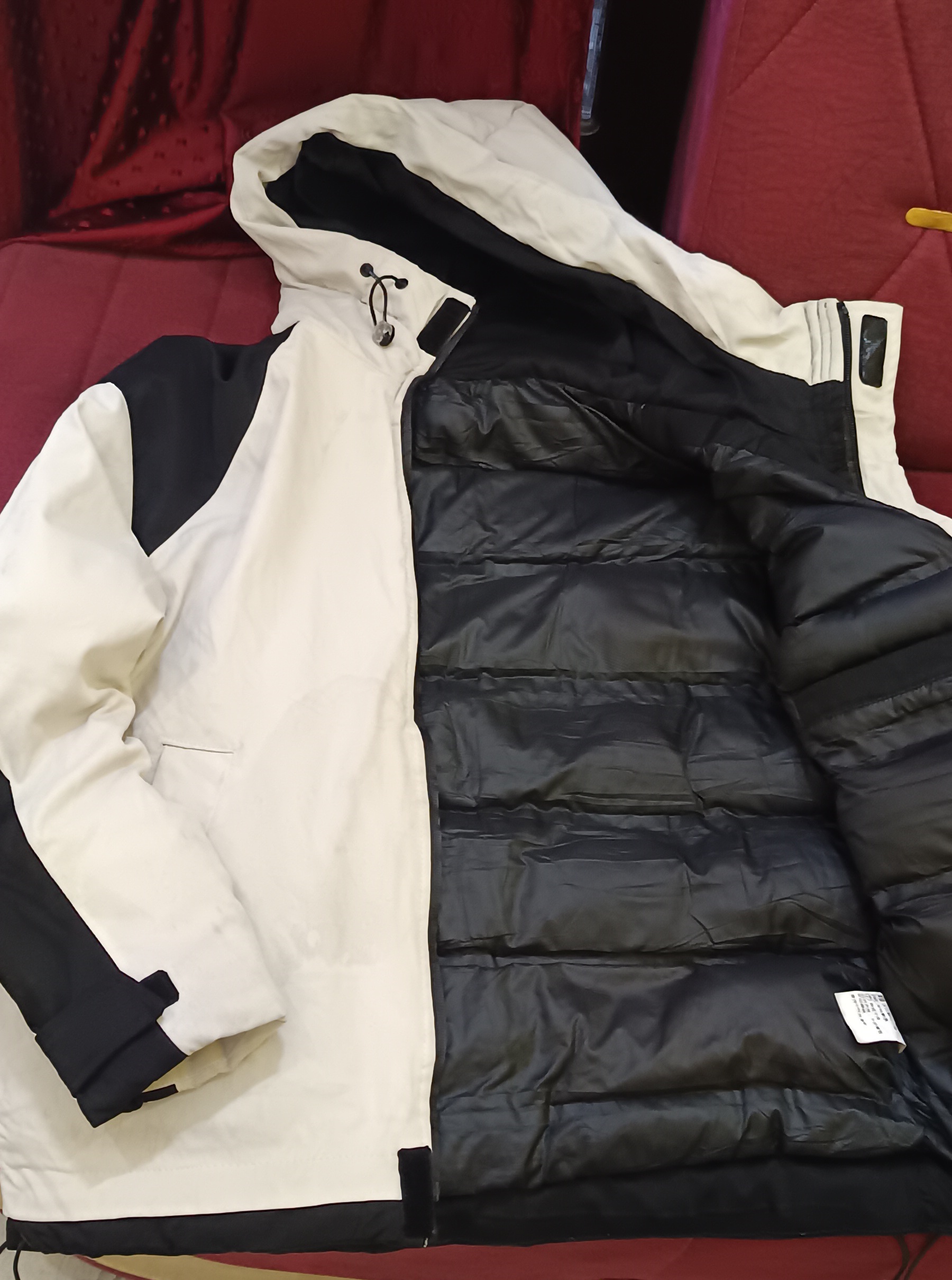 White & Black Hooded Puffer Jacket – Stylish Winter Wear - Image 2