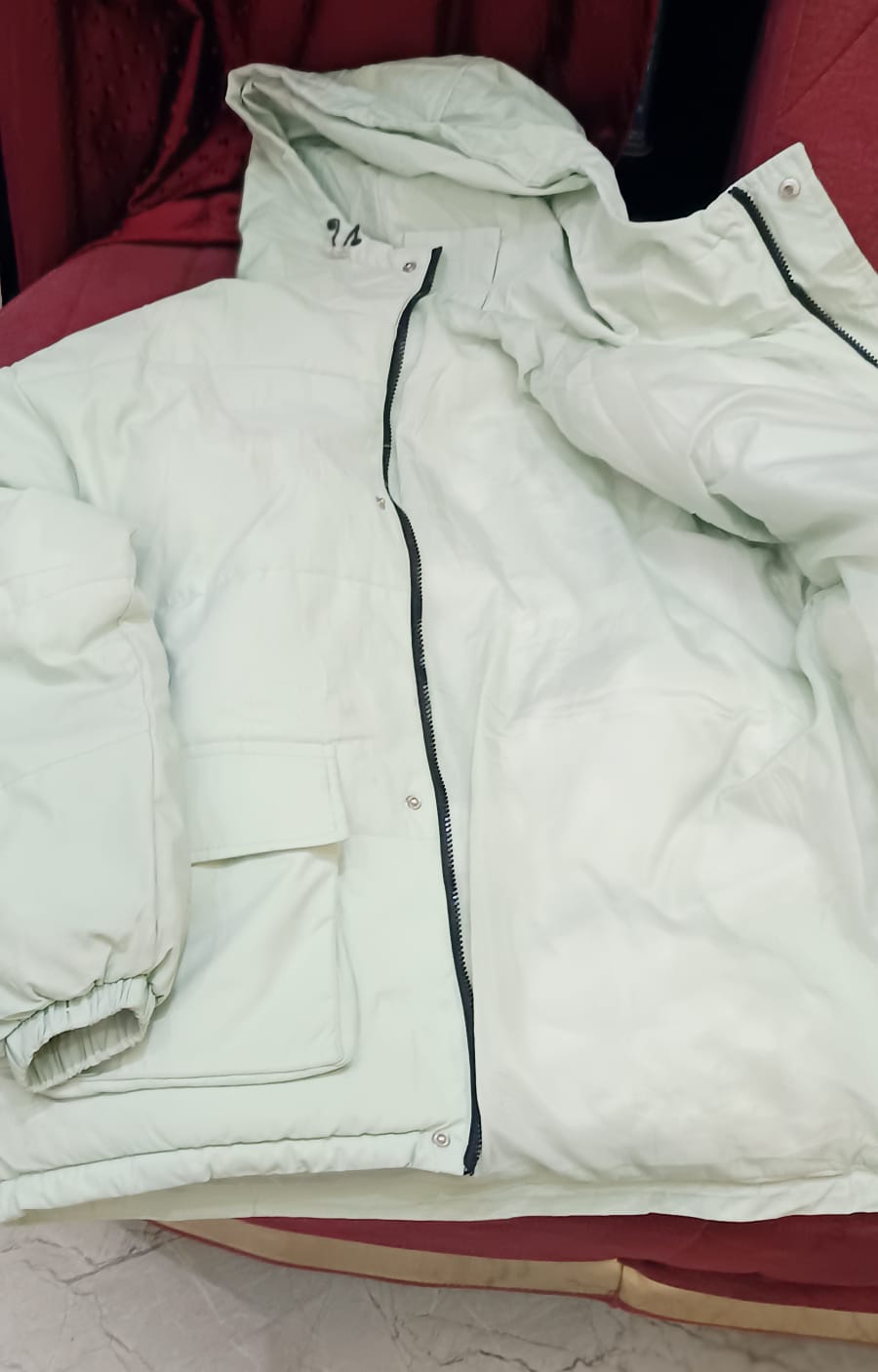 Light Green Hooded Winter Puffer Jacket