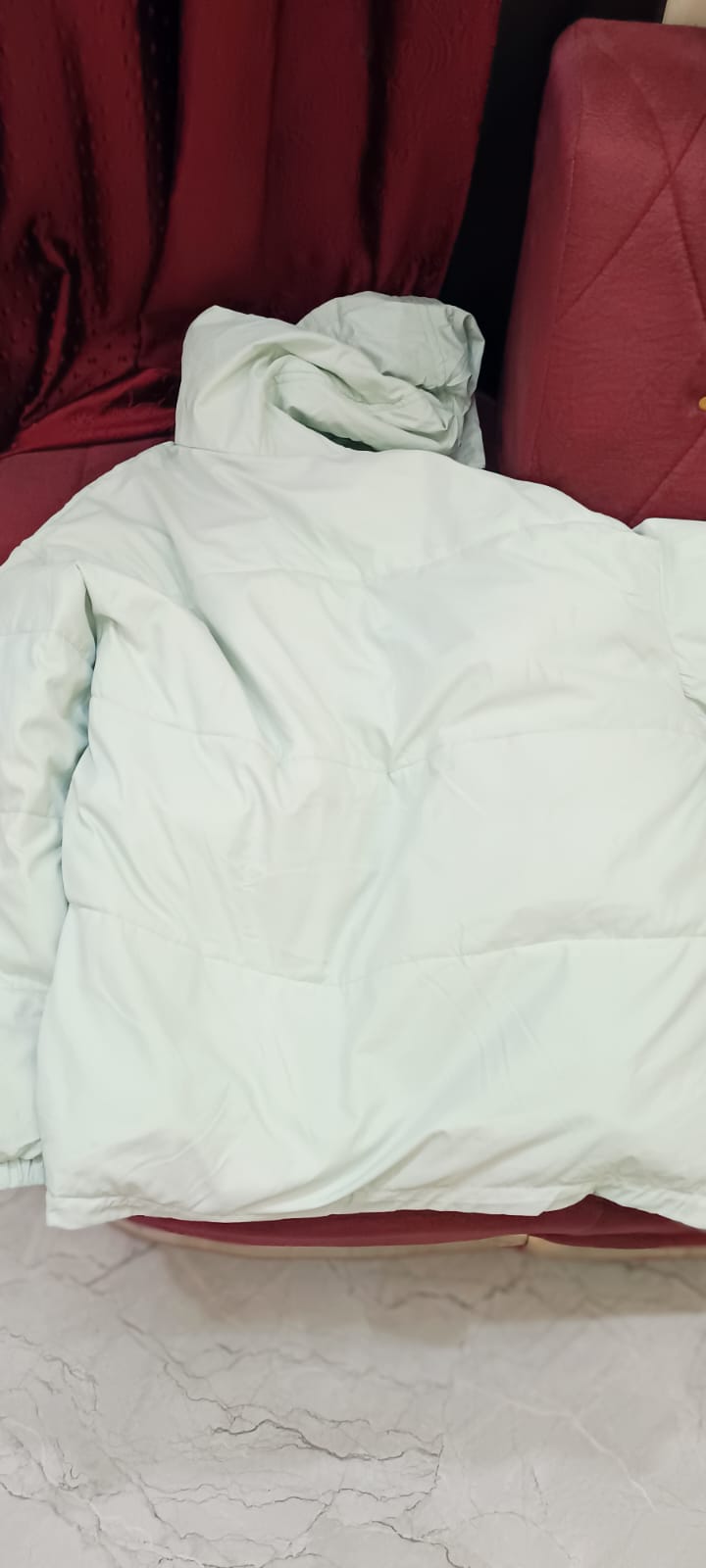 Light Green Hooded Winter Puffer Jacket - Image 3